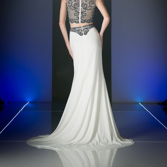 Sequined Bodice Two Piece Mermaid Dress CDJ755 - Picture 4 of 5